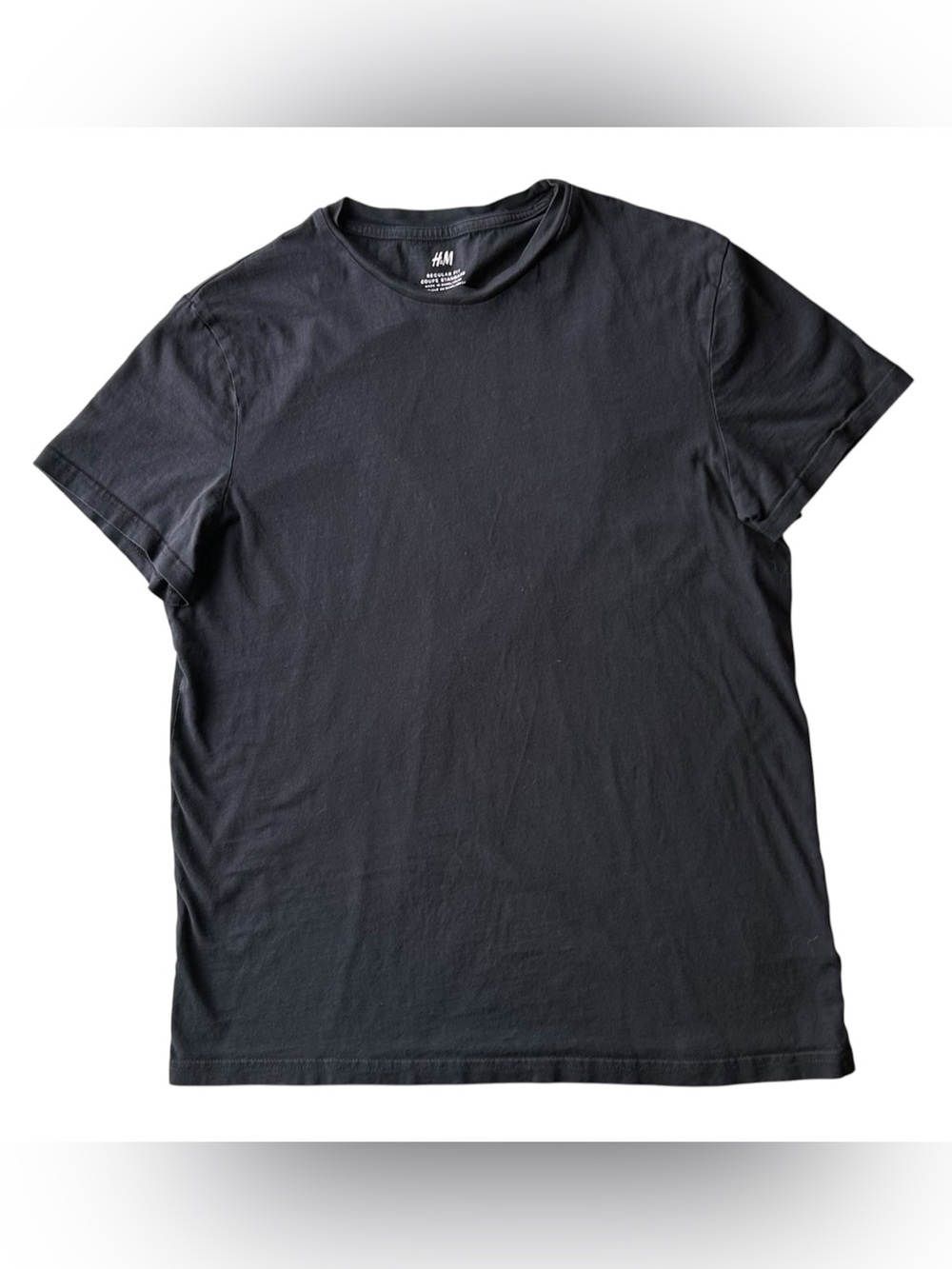 H&M Crew Neck T-Shirt Minimalist Streetwear Black Men's M